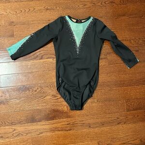 Sylvia P Black and Teal Long Sleeve Leotard